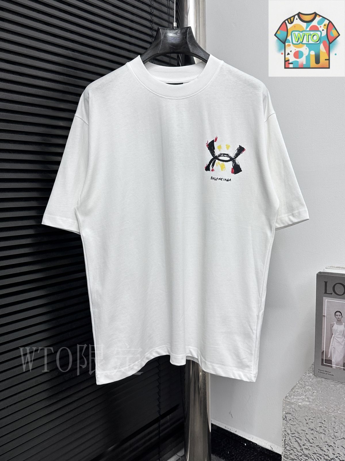 25SS BALENCIAGA ホワイト コットン フロントプリント Ｔシャツ 今日特価】Balenciaga 25ss アルファベットプリント T シャツ-3