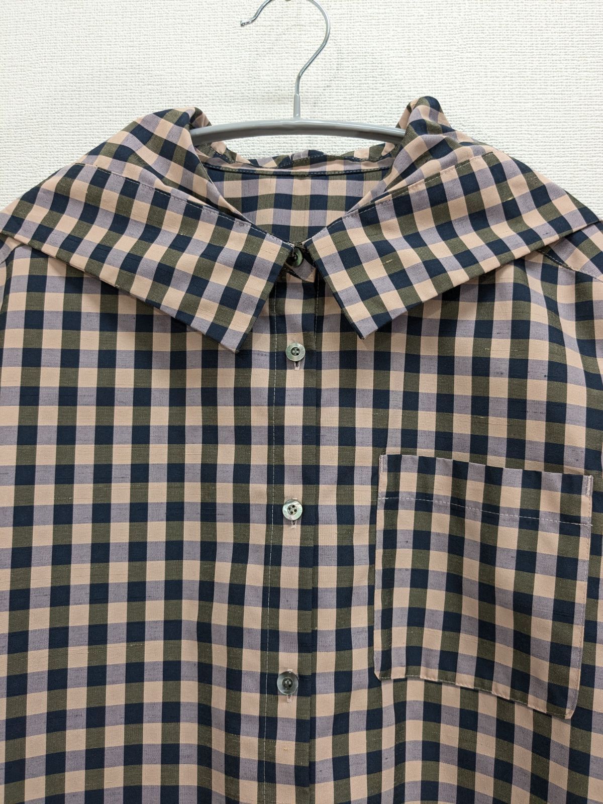 2025春物】cecica blue セシカブルー シルク混ギンガムチェック フード