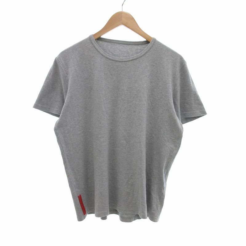 PRADA スポーツ　グレー コットン Tシャツ プラダスポーツ PRADA SPORT Tシャツ 半袖 ラバーロゴ M グレー