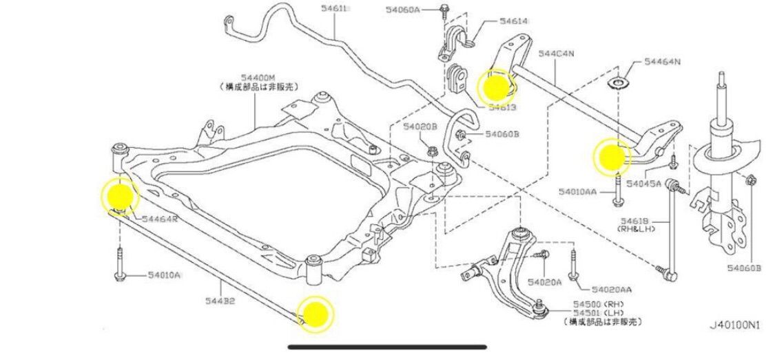 C25 セレナ ウレタン ブッシュ 前後セット 日産 フロント メンバー 取説付 - メルカリ