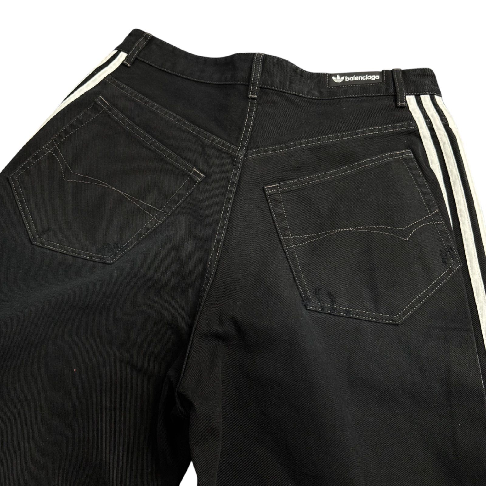 BALENCIAGA】× ADIDAS 23SS DISTRESSED BAGGY DENIM PANTS