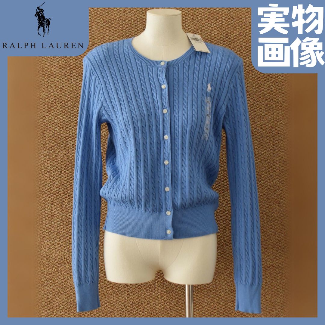 新品未使用】ポロ ラルフローレン POLO RALPH LAUREN ガールズ(キッズ) ケーブルニット カーディガン 水色 - メルカリ