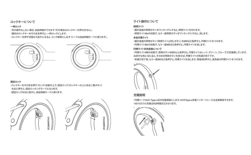 Urtzcoye 伸縮リード ハンズフリー 光る 3m LED呼吸ライト 犬用リード