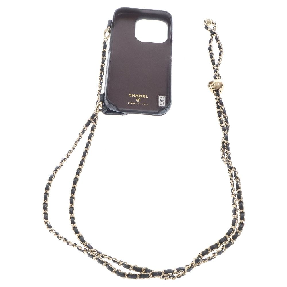 CHANEL (シャネル) iPhone15Pro アイフォン キャビアスキン レザー  