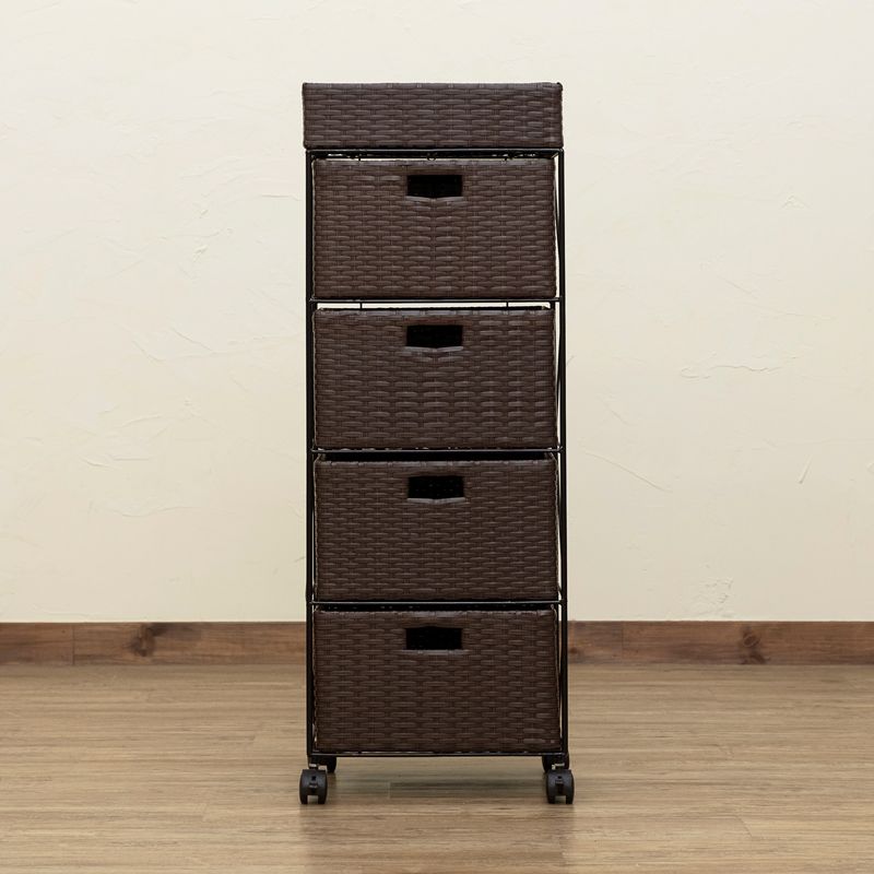 北海道 幅35cm ラタン調 チェスト 4段 1001