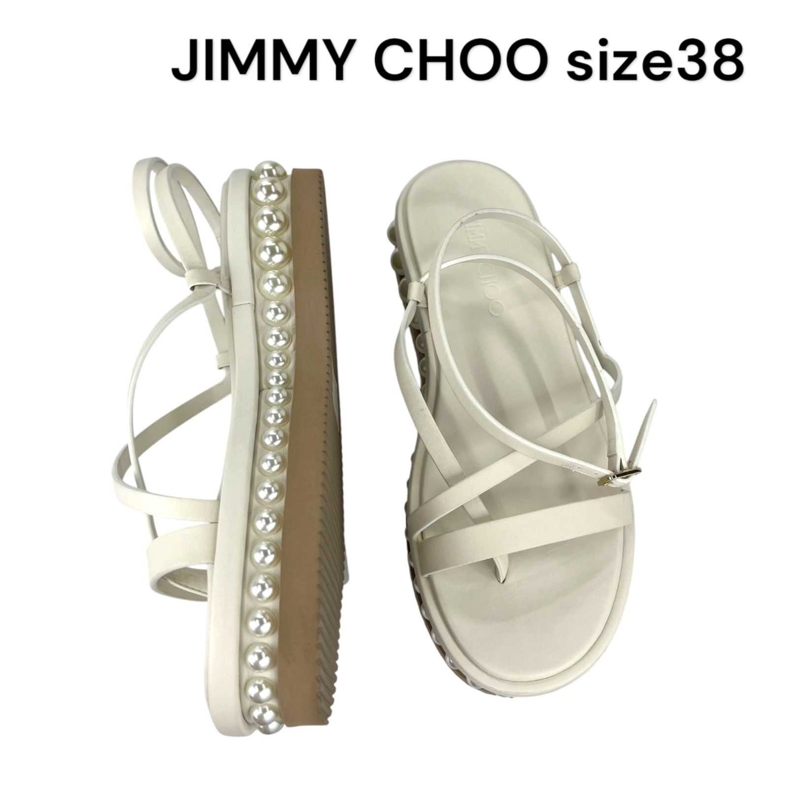 ジミーチュウ JIMMY CHOO PINE FLAT パール付き