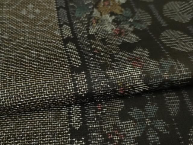 平和屋本店□極上 本場大島紬 古代染色純泥染 名物裂花間道 永長織物