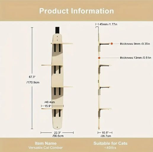 ソフトプラットフォーム＆ブラックポール付き省スペースマルチレベルキャットツリー 室内ペット活動センターと休息用の耐久性ドア取り付けクライマー
