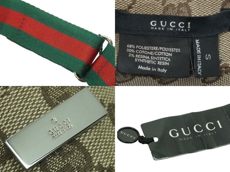 GUCCI グッチ サンバイザー キャップ 帽子 シェリー 総柄 ポリエステル