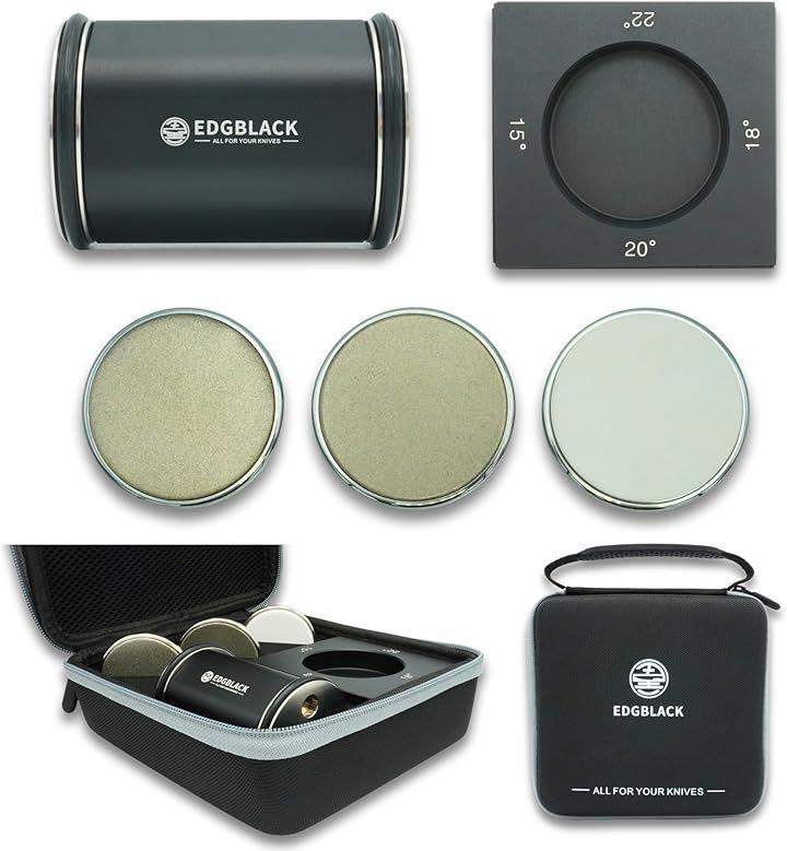 EDGBLACK ALL FOR YOUR KNIVES Knife Sharpener 転がす砥石 360|600ダイヤモンド 1000セラミック ケース付き ブラック