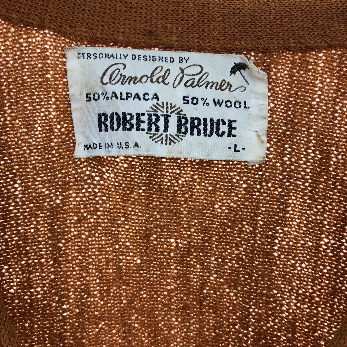 古着 70年代 アーノルドパーマー Arnold Palmer ROBERT BRUCE アルパカニットカーディガン USA製 メンズL  ヴィンテージ/eaa406311