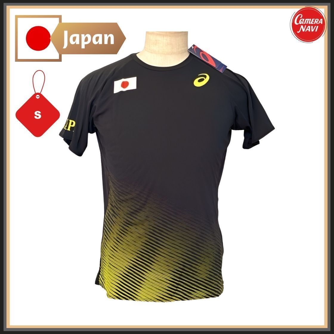Tシャツ メンズ Sサイズ 半袖 ブラック アシックス 日本代表モデル 日の丸ロゴ入り トレーニングウェア ASICS XT6391