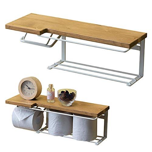 サンハーベスト トイレットペーパーホルダー 1連 完成品 木製 天然木 アイアン トイレ ペーパーホルダー 棚 おしゃれ 収納 ストックタイプ ナチュラル