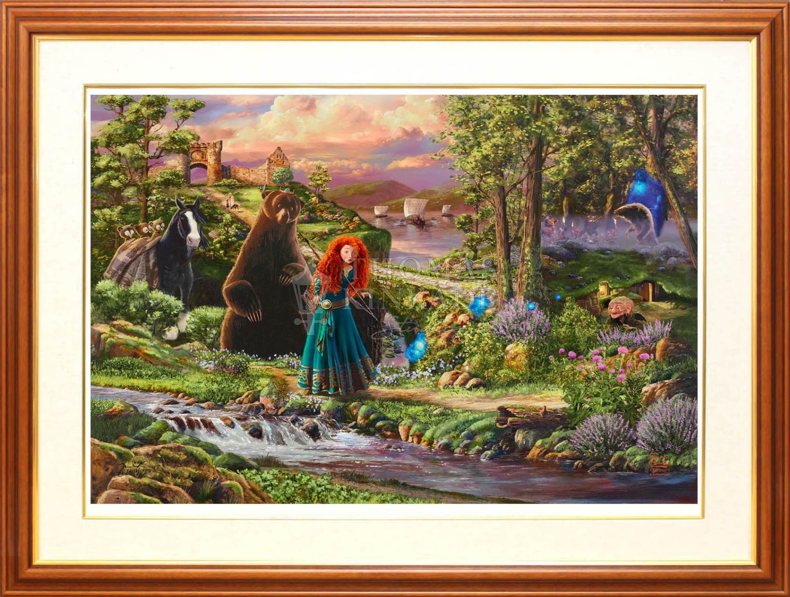 ディズニー/トーマス キンケード「メリダとおそろしの森」作品証明書 展示用フック付ジークレ 発送目安15～20営業日