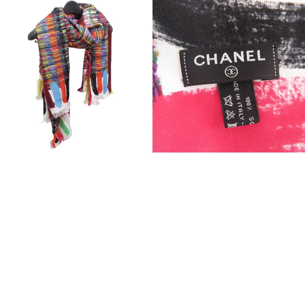 美品 シャネル ココマーク 大判ストール ツイード転写 ストール シルク