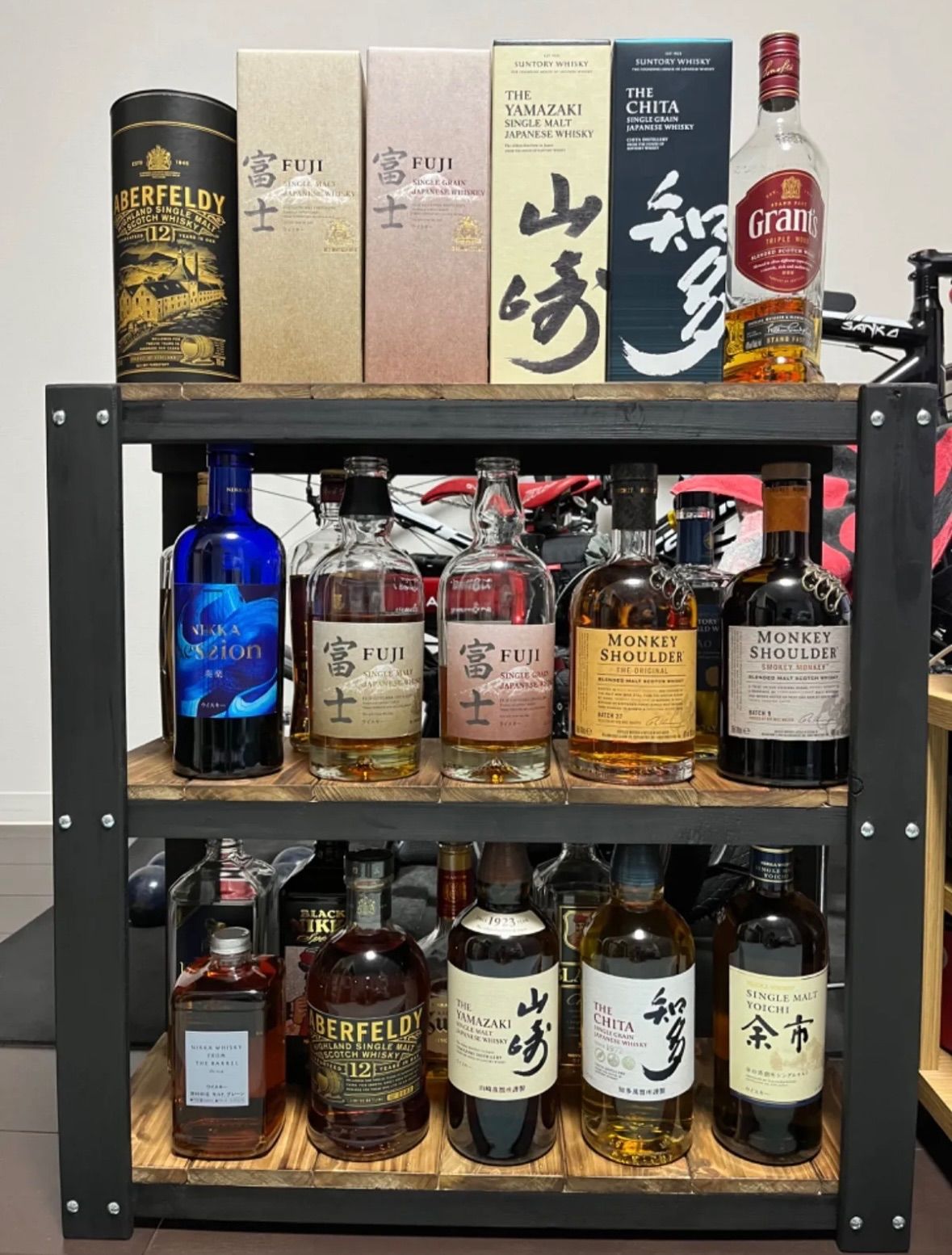 男前インテリア ウィスキーラック 三段シェルフ 棚