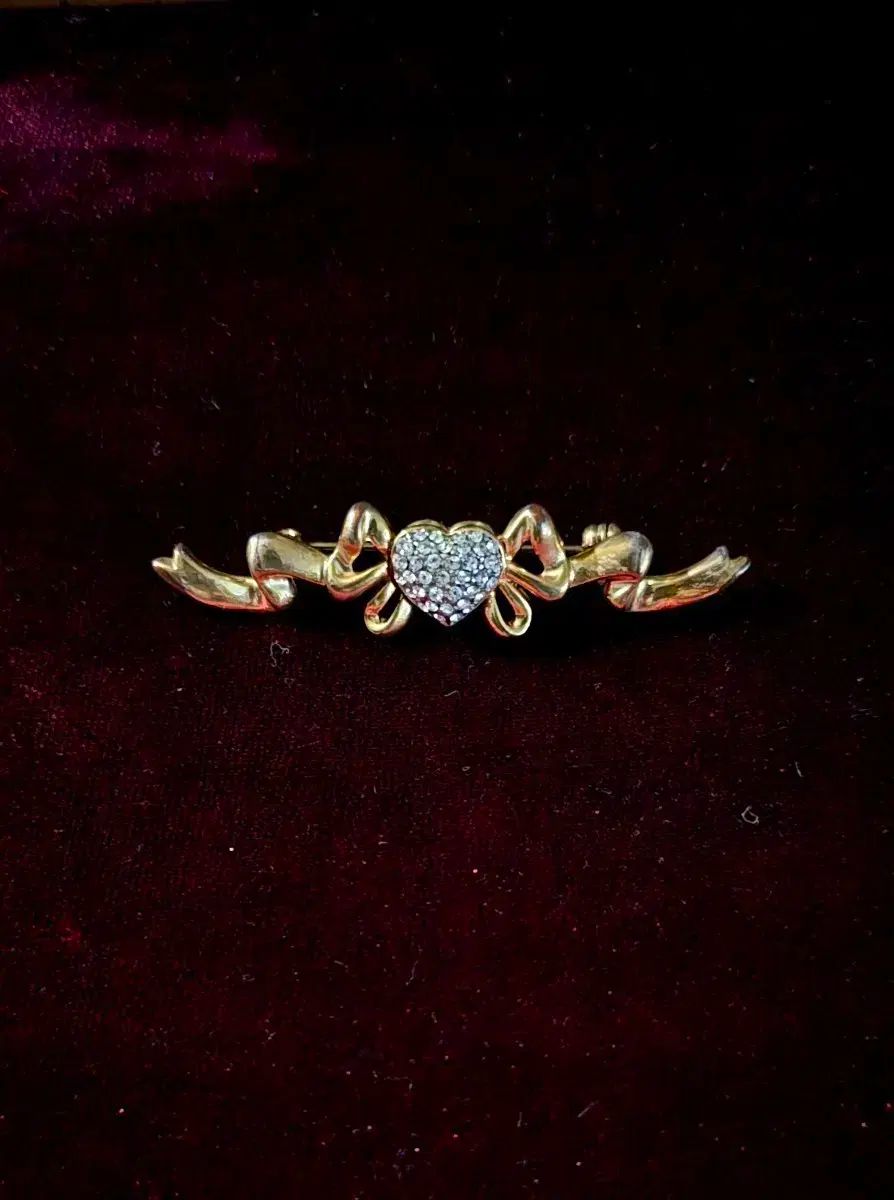 1980s BJ ヴィンテージ ハート リボン バー ブローチ