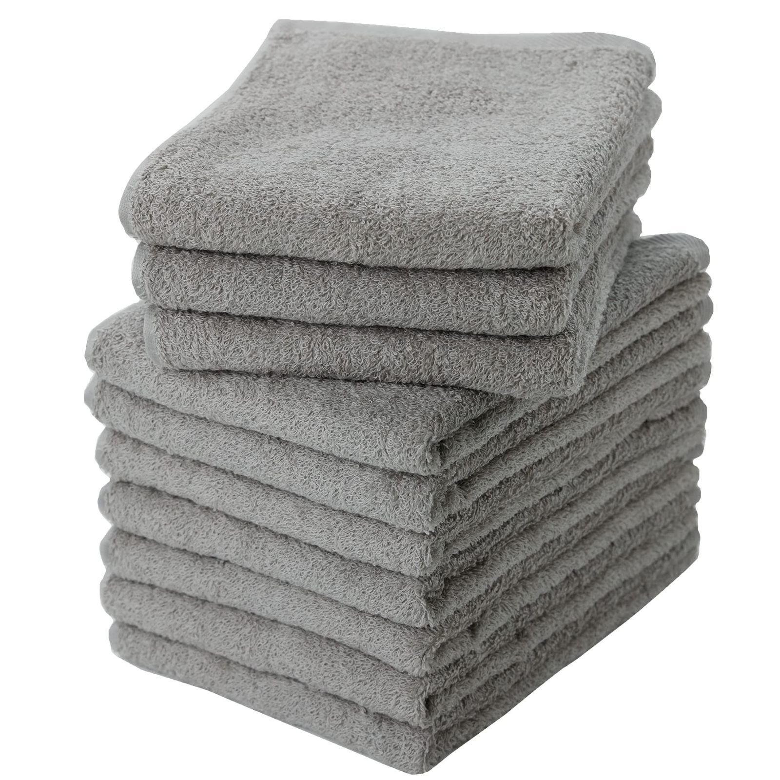 【速発送】泉州タオル フェイスタオル 中厚手320匁 日本製 綿100% 吸水 業務用 同色10枚セット ライトグレー