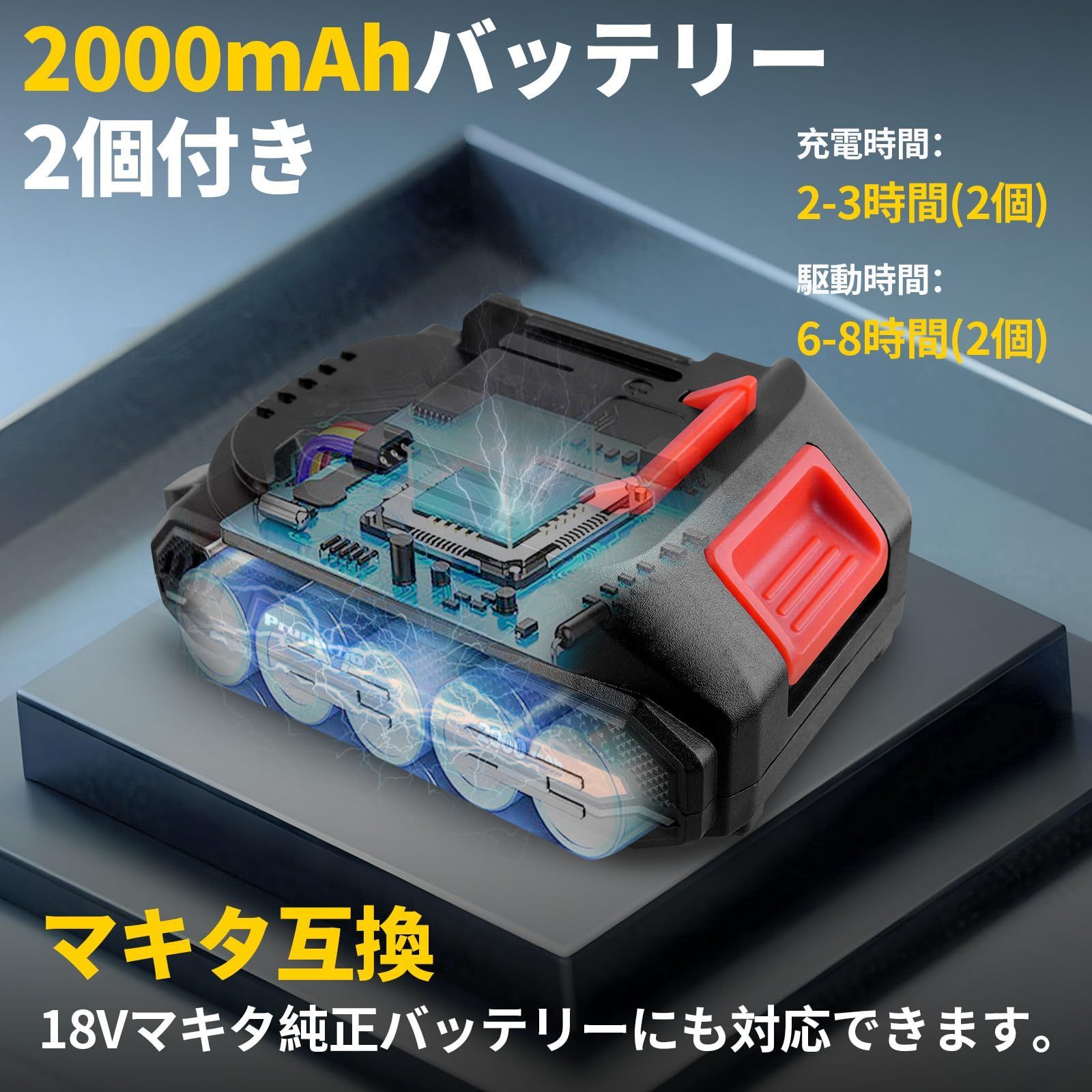 プロ-家庭両用 Prunarbo 電動剪定バサミ 40ｍｍ切断径 マキタ互換 2000mAh大容量バッテリー2個付属 電動ハサミ 剪定バサミ 電動 2段階開き角度調整 園芸ハサミ 切断回数と残量表示 LEDディスプレー ブラシレスモーター 日本語取扱説 YUZUMIYA_COM
