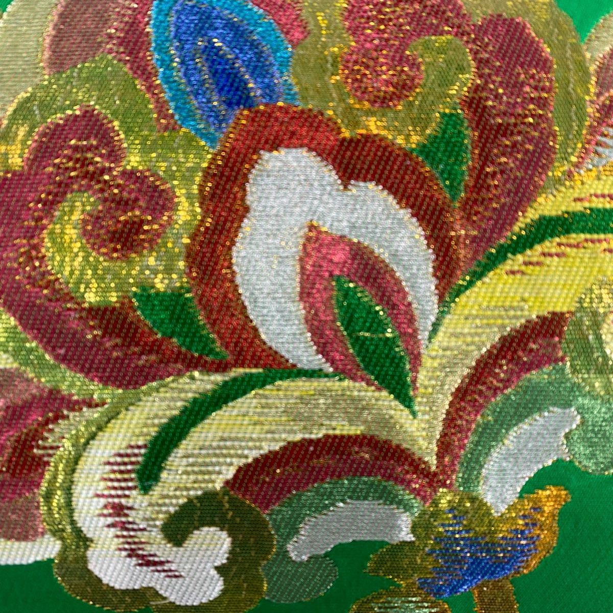 振袖 美品 秀品 落款 袋帯フルセット 扇面 松竹梅 金彩 ぼかし 茜色 袷 