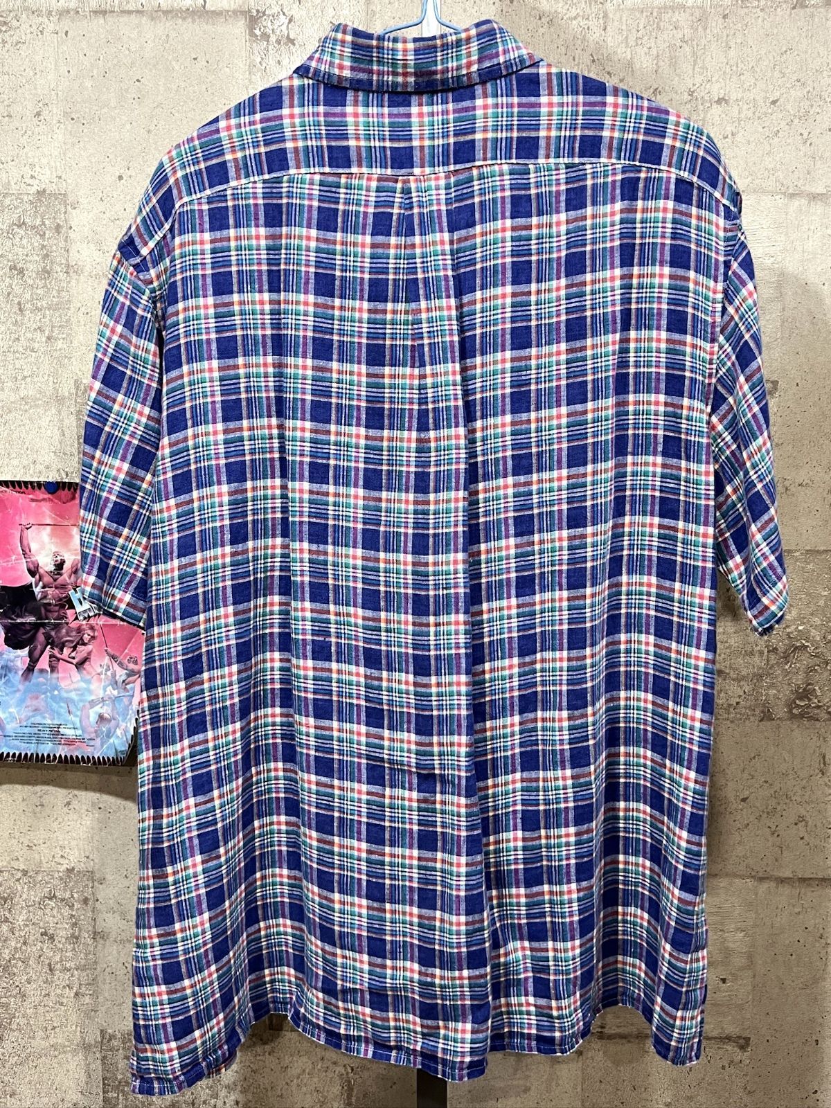 ポロラルフローレン 正規 リネン チェック柄 半袖シャツ L 麻 POLO