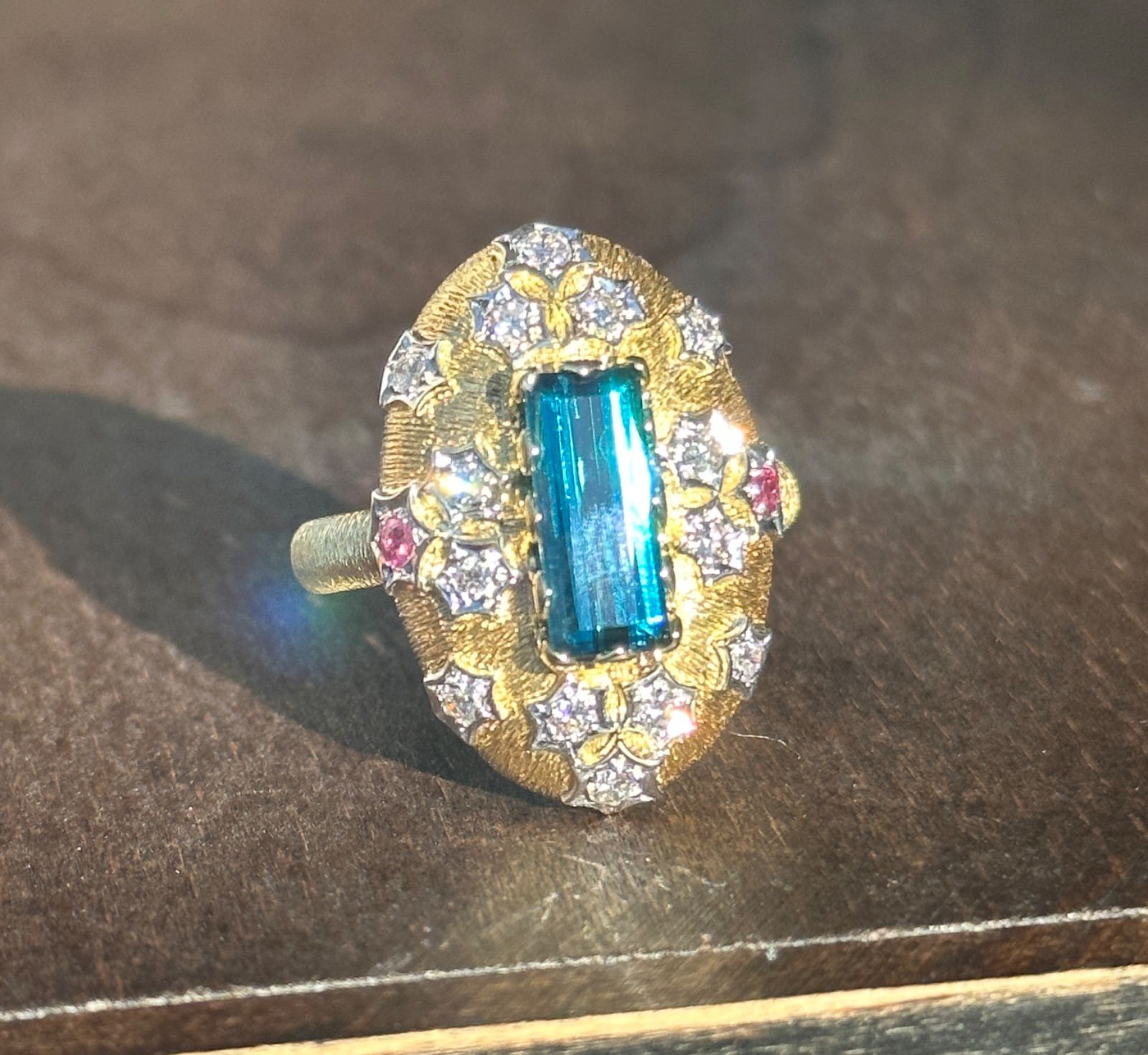 750/K18天然インディゴライトトルマリン2.01ctダイヤ0.37ctリング  