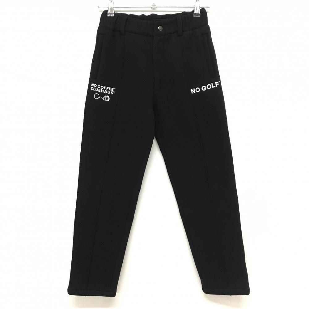 超 ノーコーヒー×クラブハウス パンツ 黒 裏起毛 ウエストゴム レディース 共通サイズXS ゴルフウェア NO COFFEE