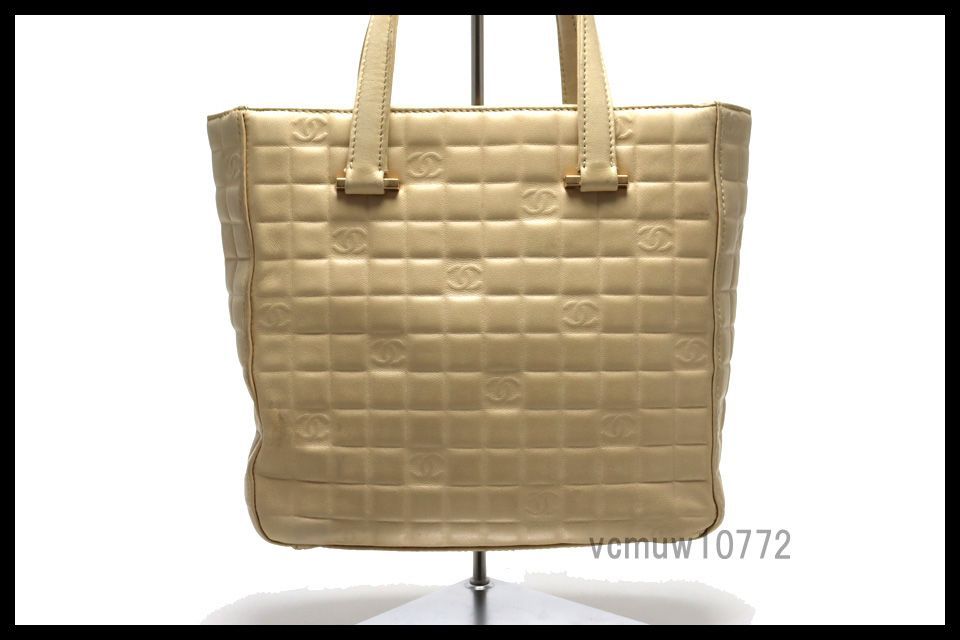 希少美中古□CHANEL 7番台 チョコバー SV金具 レザー ハンドバッグ  