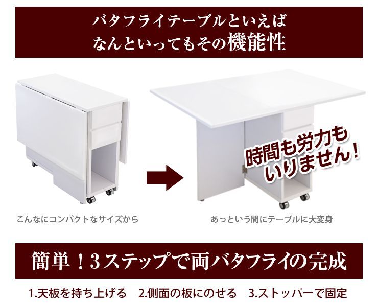 ダイニングテーブル 両開き バタフライ テーブル 白 ホワイト ピアノ調鏡面塗装 ダイニングテーブル単品 鏡面 収納付 食卓 折り畳みテーブル  エクステンションテーブル 家具 インテリア 送料無料 配送無料 完成品 - メルカリ