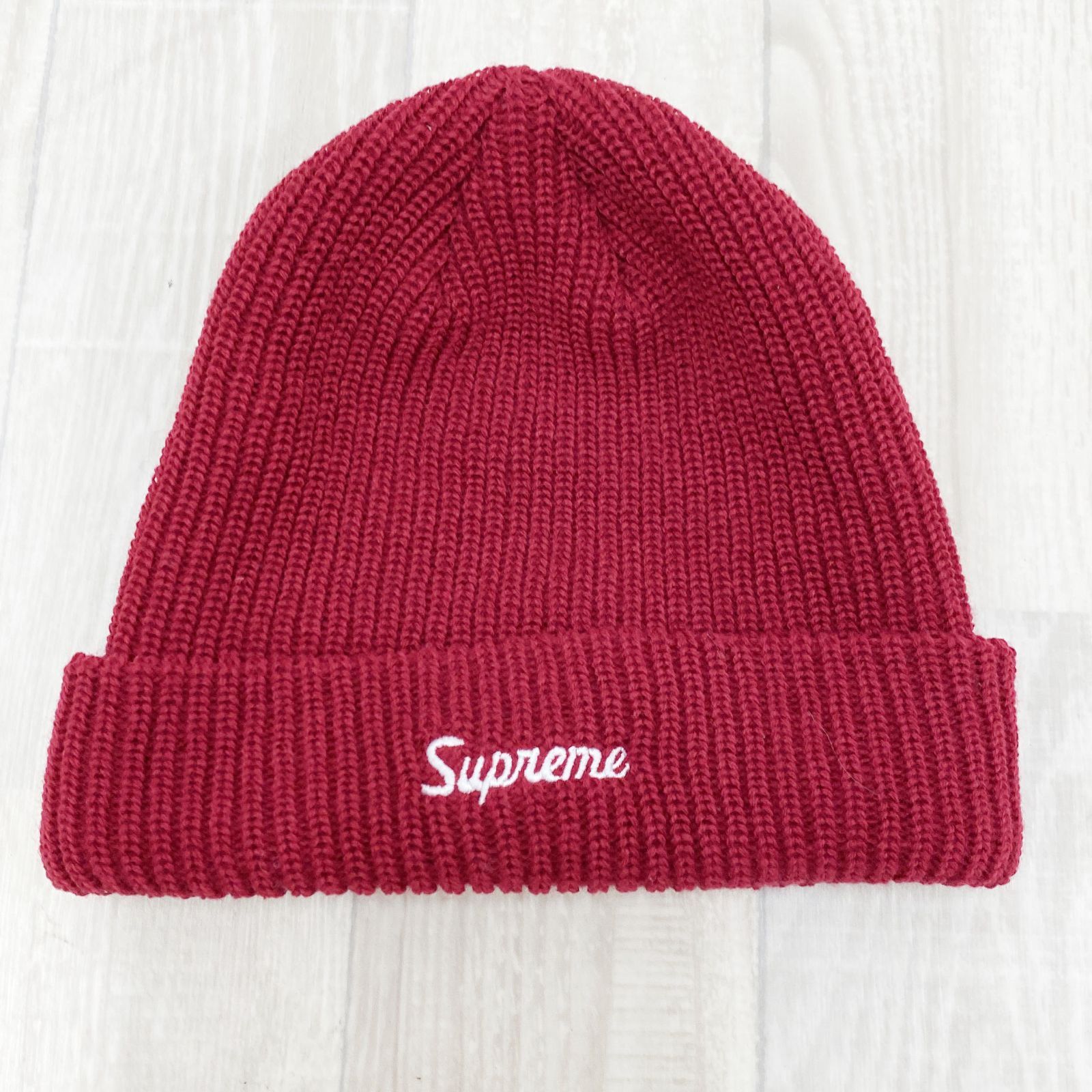 極美品 Supreme シュプリーム ロゴ 刺??? アクリル ニット帽 ニット