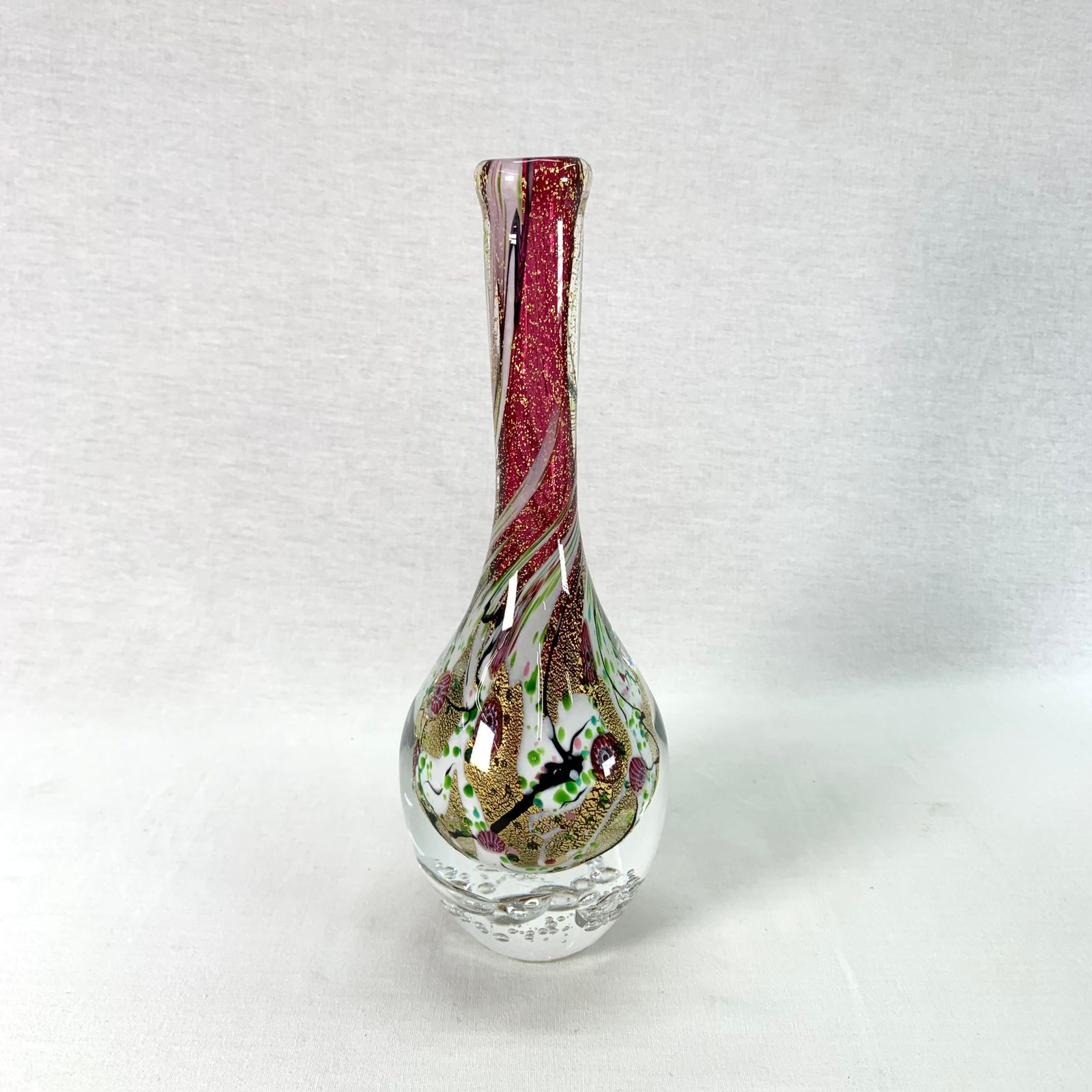 ⭐黒木国昭　サイン入り　青色ガラス 金色装飾　花器⭐　最終値下げしました。 ⭐黒木国昭 サイン入り 青色ガラス 金色装飾 花器⭐ 最終値下げ