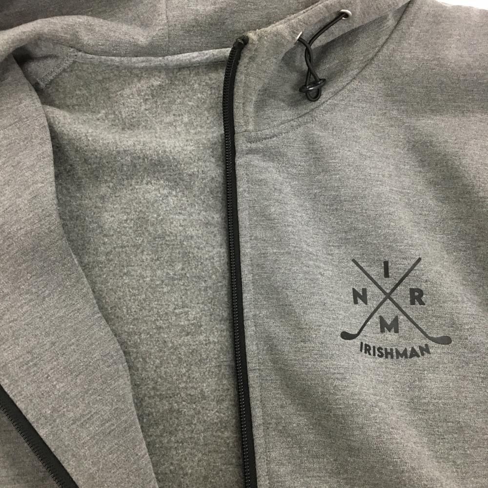 美品】アイリッシュマン ジップパーカー グレー ロゴプリント 裏起毛
