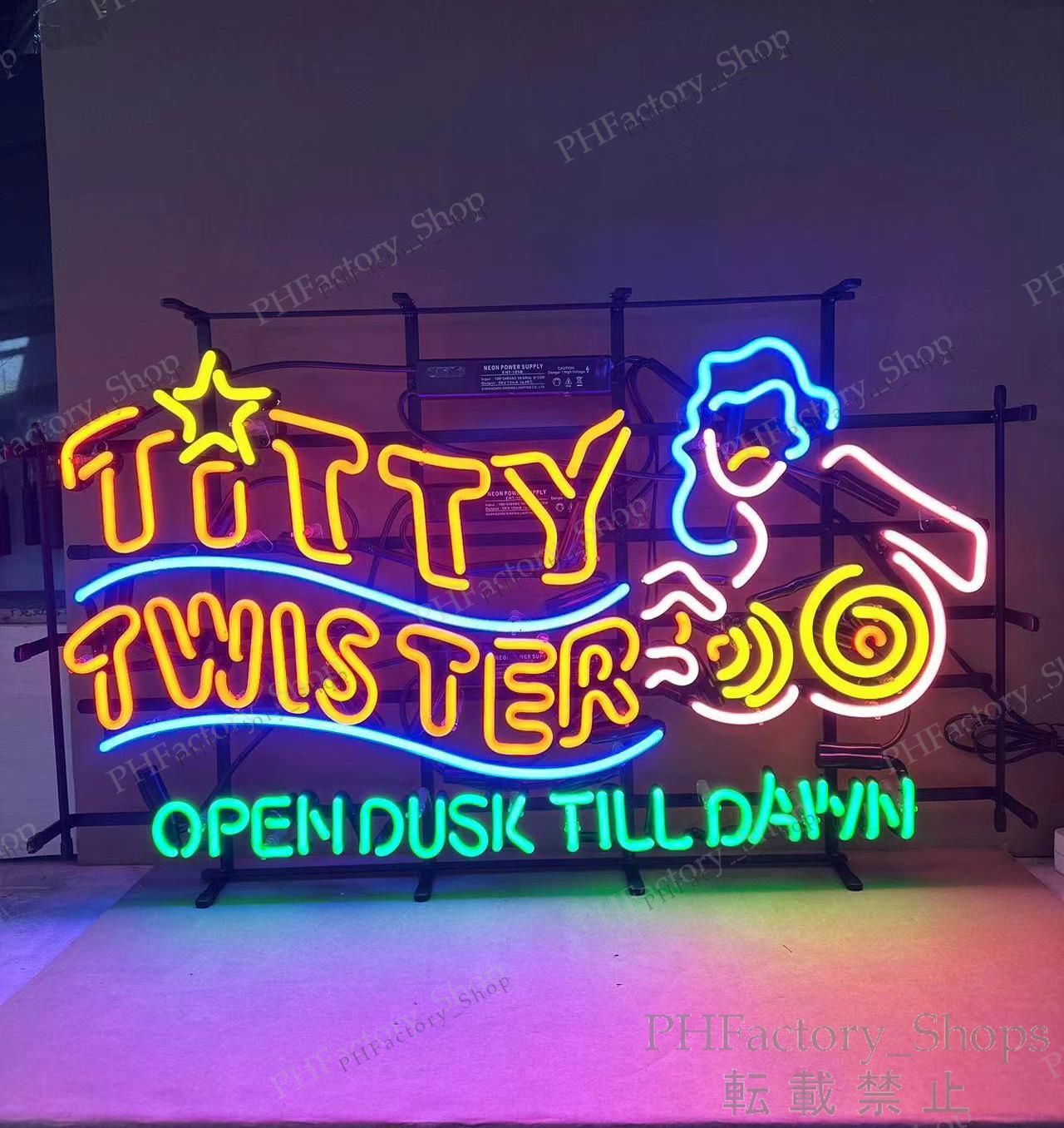 大人気ネオンサイン Open Dusk Till Dawnネオン管店舗室内装飾 ティッティトゥイスター ネオン 看板 TITTY TWISTER Open Dusk
