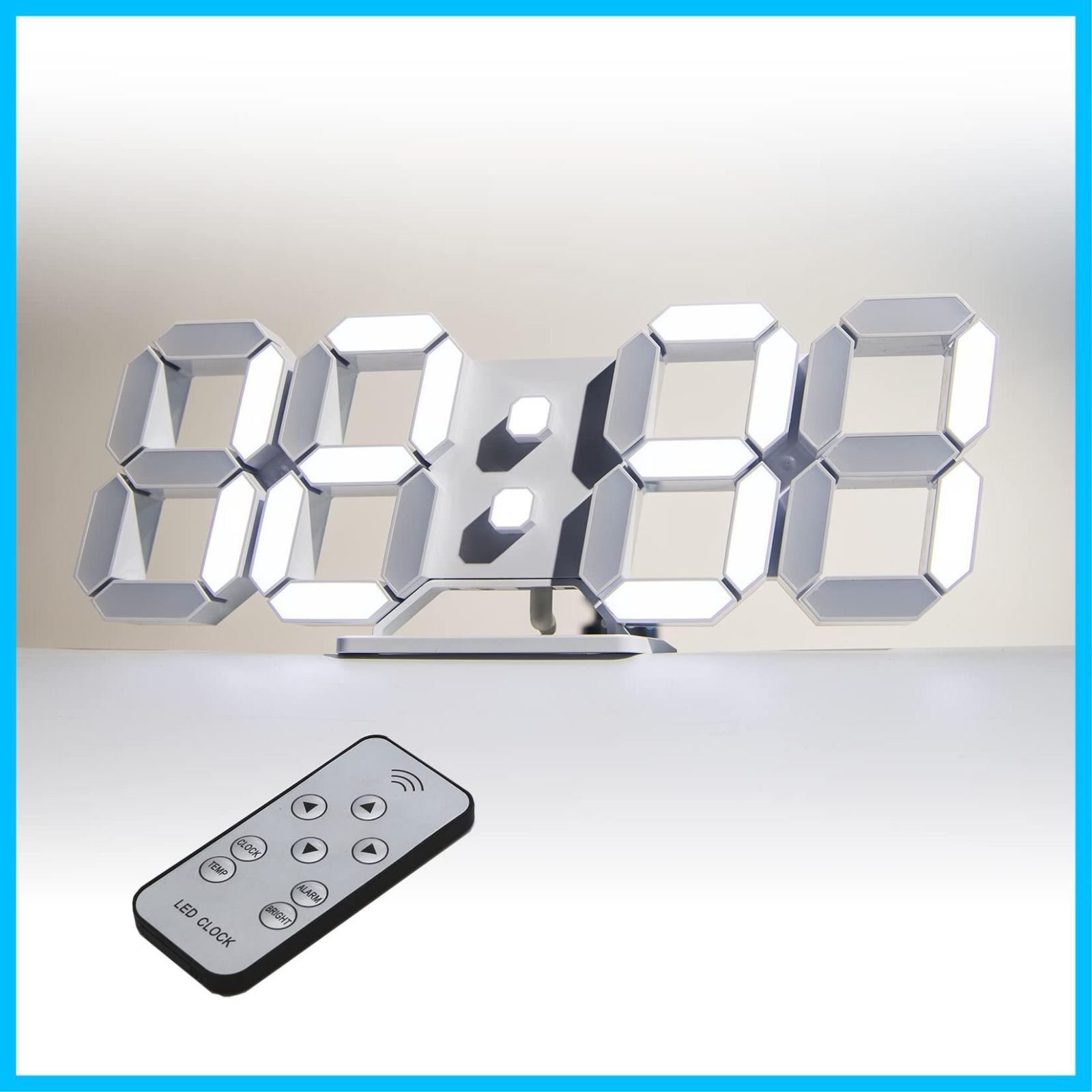 KOSUMOSU デジタル時計 LED 壁掛け 置き時計 明るさ自動感応 3D LED CLOCK 目覚まし時計  10インチリモコン付きナイトランプ年/月/日温度表示白色のキッチン時計（ACアダプター付属無し）ACD-210W - メルカリ