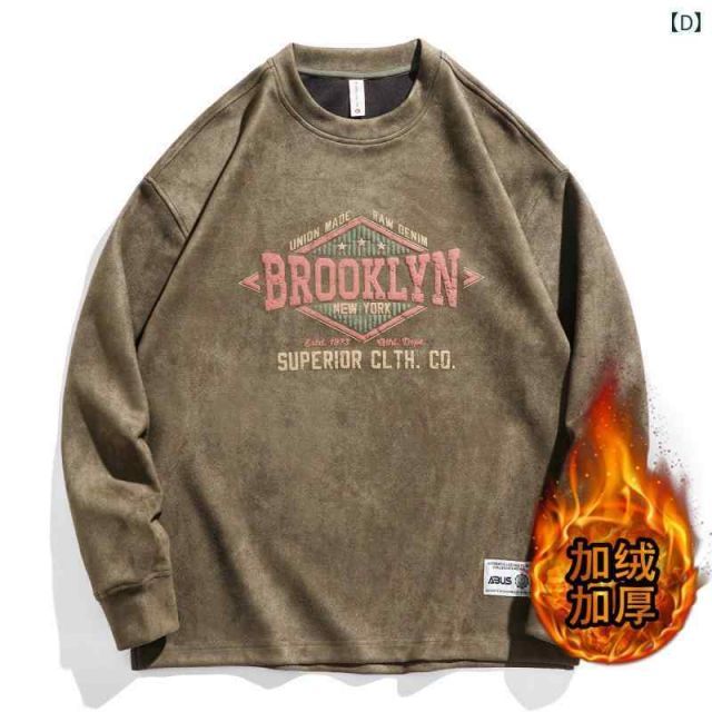 XL メンズ ファッション 服 男性用 オシャレ シンプル 大人 かっこいい 大きいサイズ ストリート 紳士服 グリーン アメリカン レトロ 350グラム ヘビー スエード スウェットシャツ ダメージ T シャツ