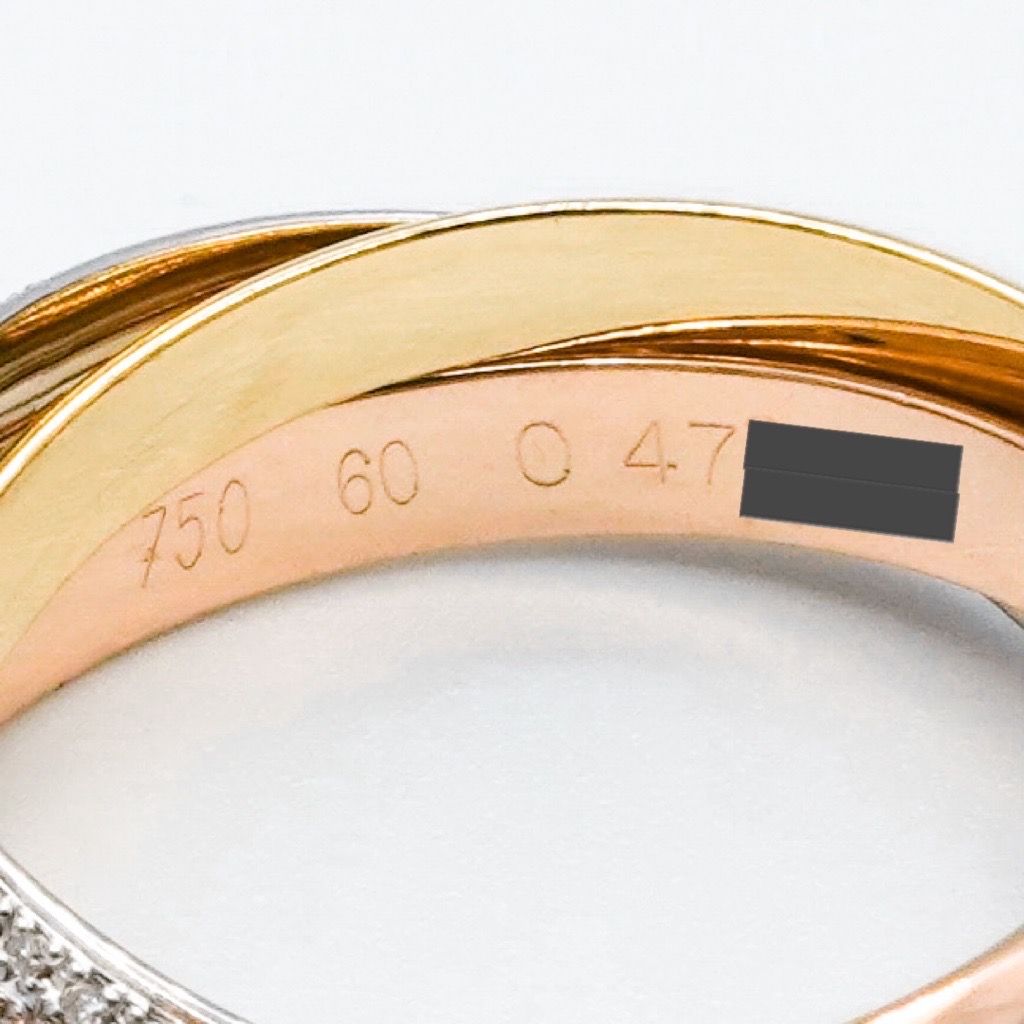 仕上済】カルティエ トリニティリング 20号 ダイヤ 20 60 K18WG×K18YG