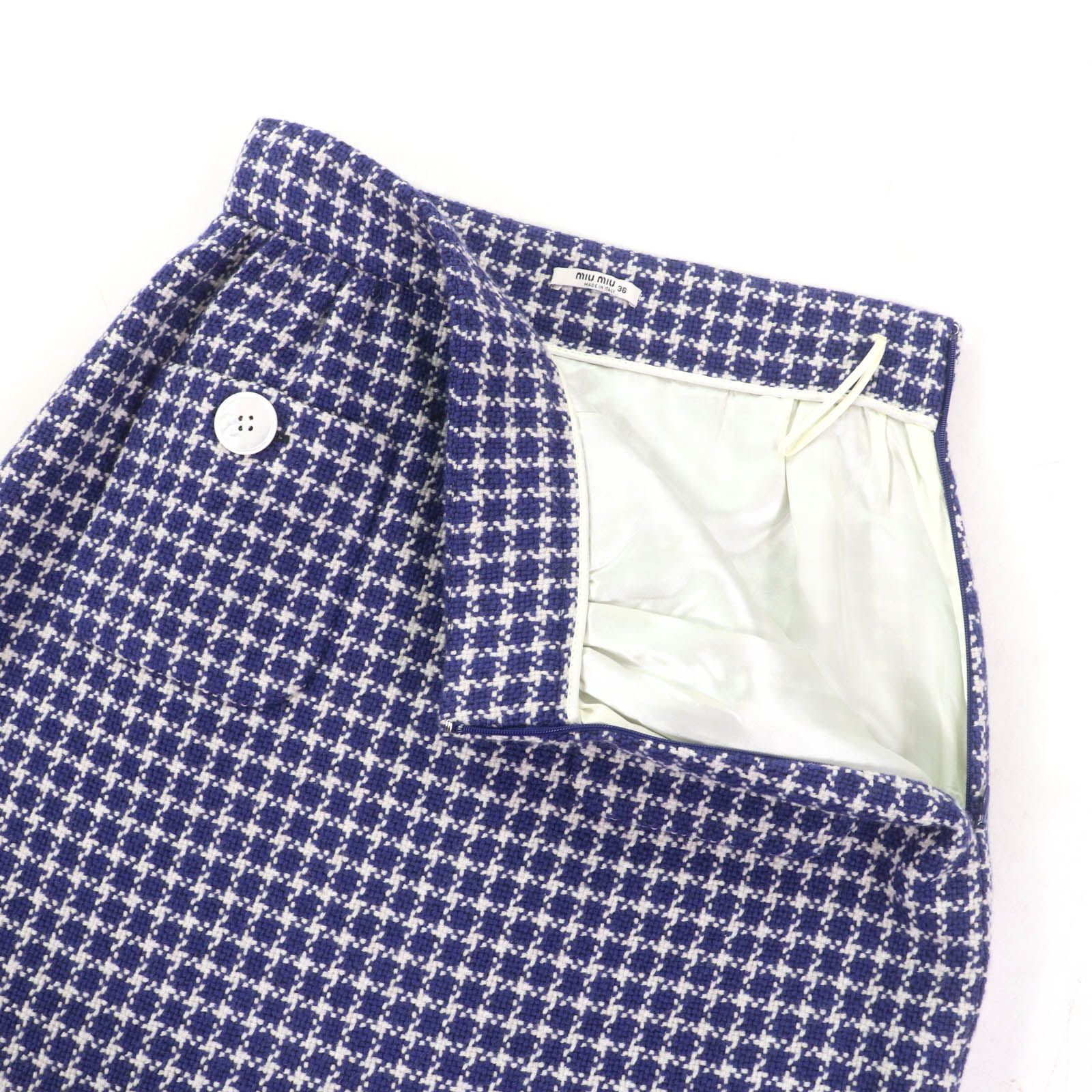 極美品☆Miu Miu ミュウ ミュウ 2020年製 MG1569 チェック柄 台形  