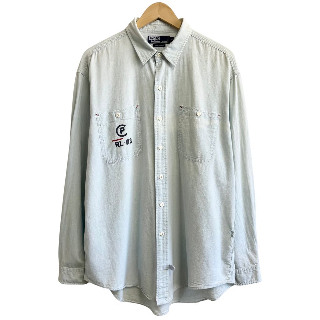 Ralph Lauren - 古着 ラルフローレン Ralph Lauren 長袖 ブランド シャンブレー シャツ レディース 90年代 90s RL-93 コットン 薄紺 ネイビー 【spe】 24aug02 中古 ブラウス トップス POLO RALPH LAUREN ポロ ラルフローレン RL93 vintage
