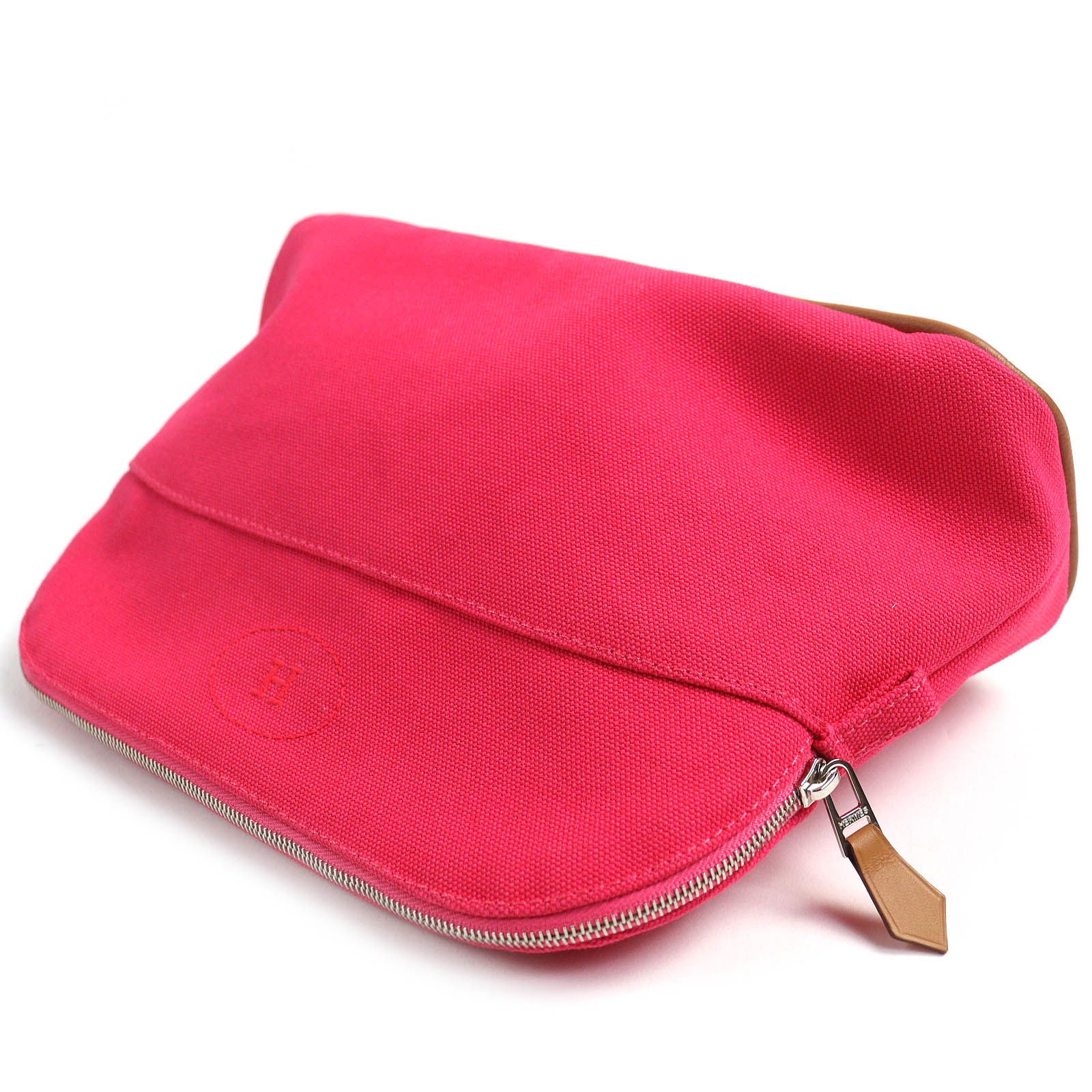 極美品△HERMES エルメス ボリードポーチ MM ハイビスカス Hロゴ刺繍