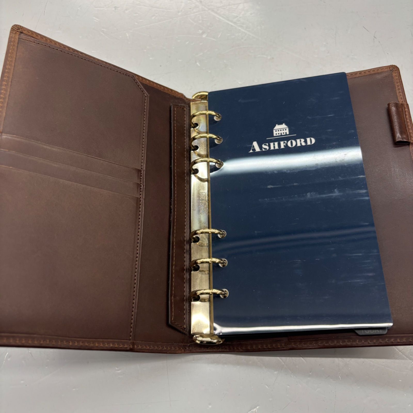 ASHFORD アシュフォード システム 手帳 レクタングルオルター イタリア製 牛革 キップ リング 15mm