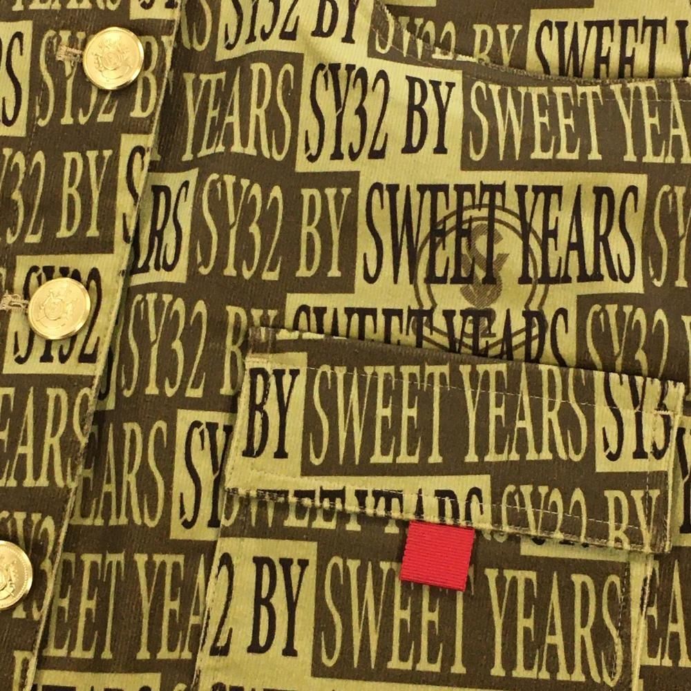 SY32 BY SWEET YEARS - 【超美品】SY32 コーデュロイスカート ライトブラウン×ブラウン ロゴ総柄 レディース S ゴルフウェア SY32 BY SWEET YEARS 超美品】SY32 コーデュロイスカート ライトブラウン×ブラウン