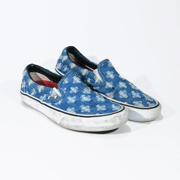 SUPREME シュプリーム x VANS バンズ HOLE PUNCH DENIM SLIP-ON PRO 