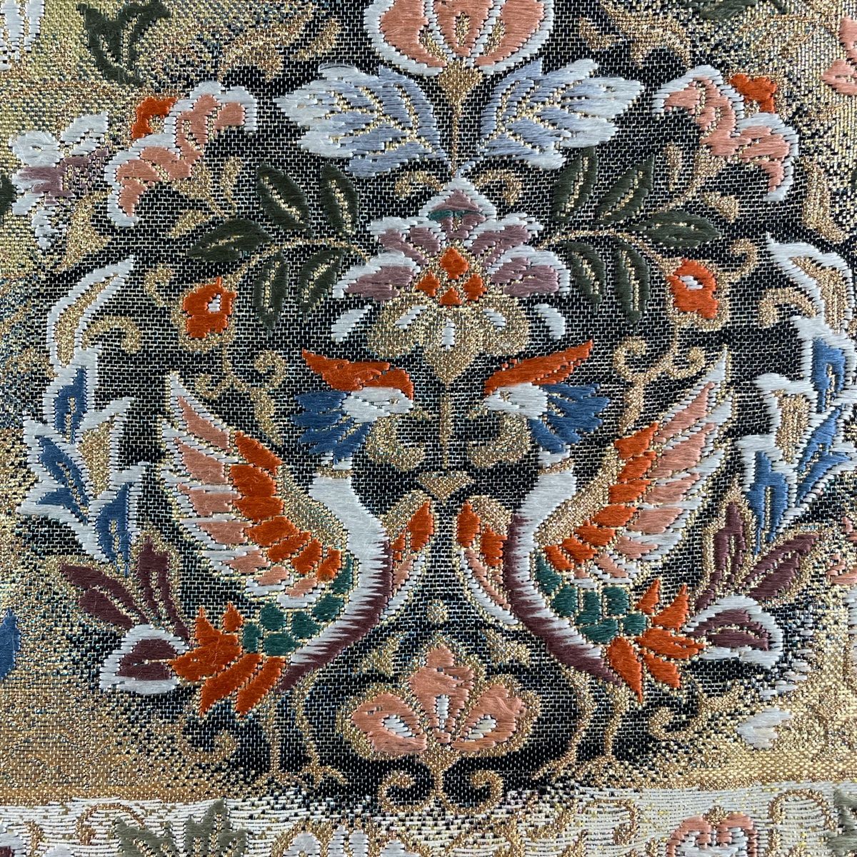 袋帯 秀品 華文 向鳥 金糸 箔 鶯色 六通 正絹 【中古】 - メルカリ