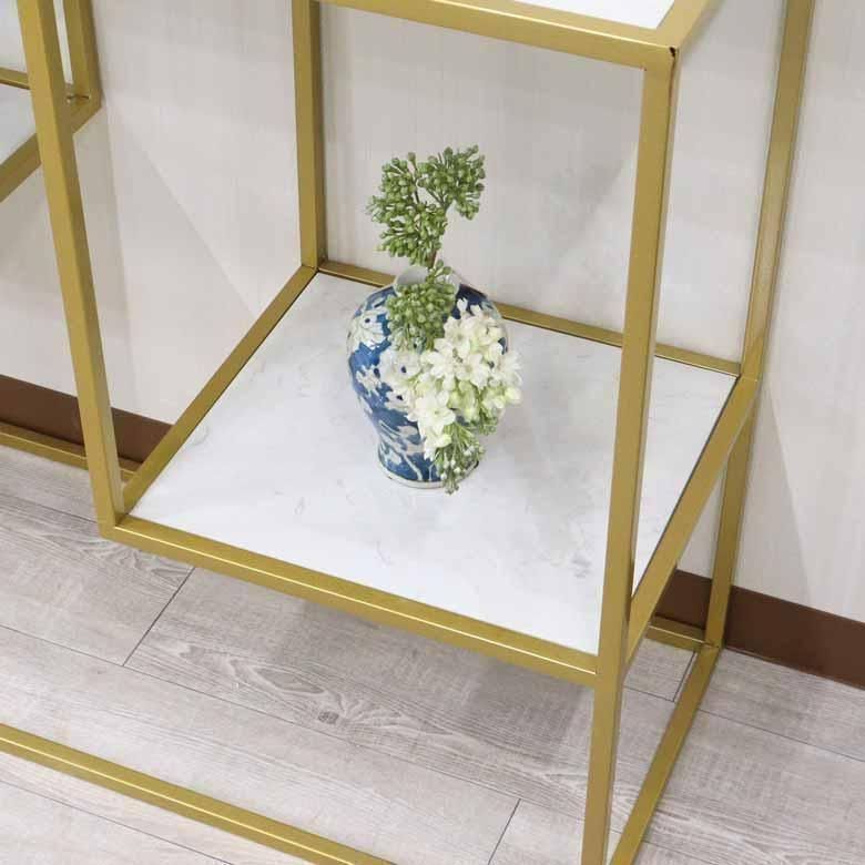 コンソールテーブル アイアン 大理石 ホワイト ディスプレイスタンド 棚付き コンソールテーブル アイアン 大理石 ホワイト ディスプレイスタンド