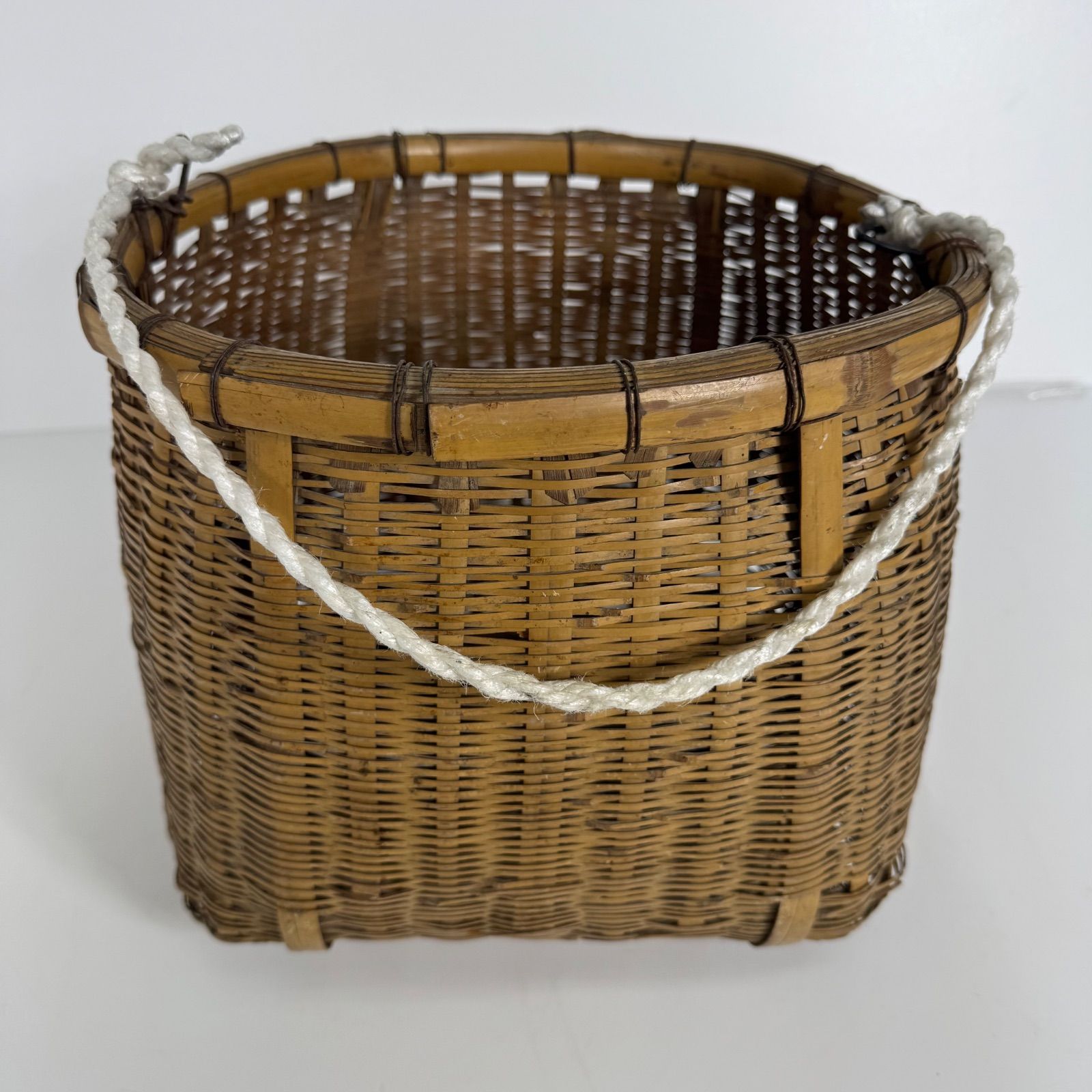 竹籠　収納　明治　アンティーク レトロ】竹かご 3個セット 昭和 アンティーク 籠 収納かご