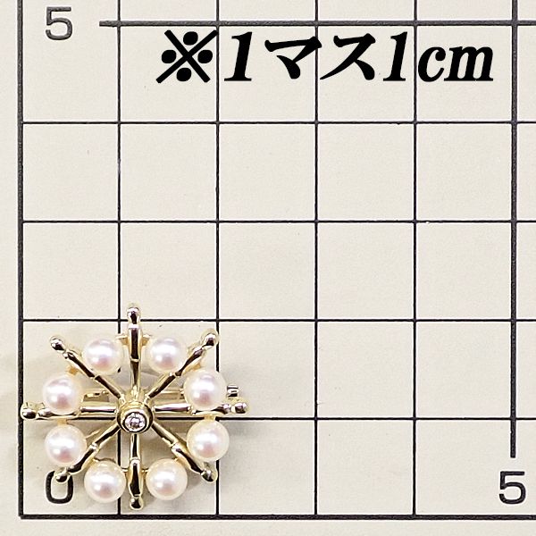 ミキモト アコヤ真珠 ブローチ ダイヤモンド K18イエローゴールド  