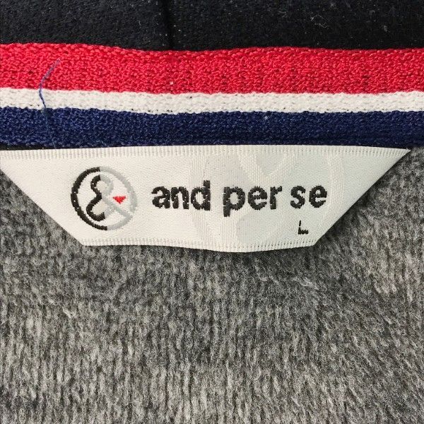 and per and per se アンパスィ 裏起毛ジップパーカー ストライプ