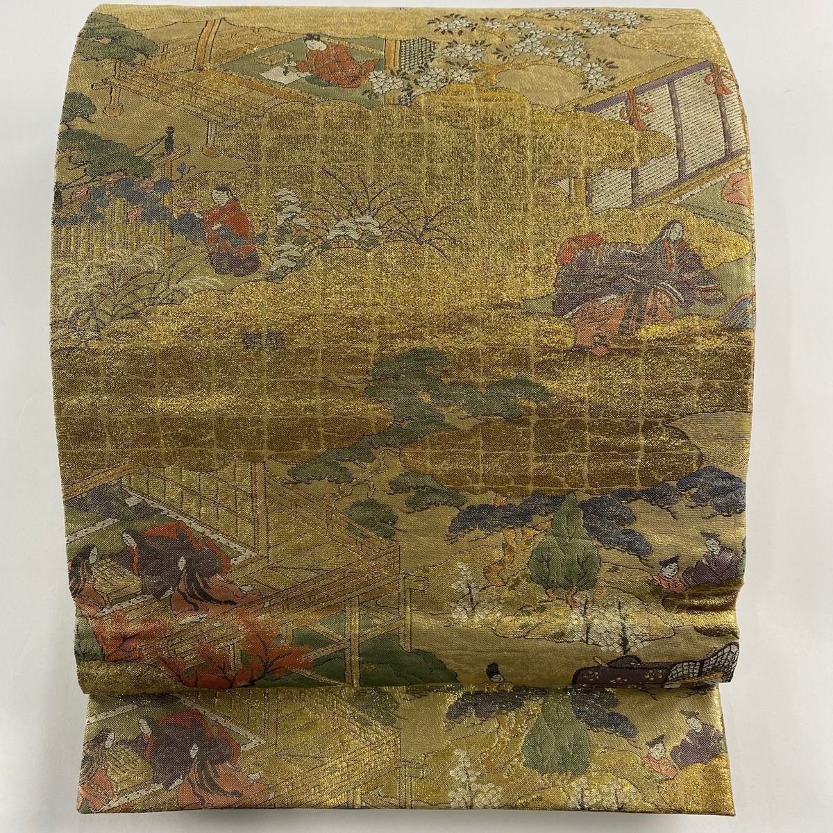 丸帯 名品 御所風景 雲文 金糸 箔 金色 正絹