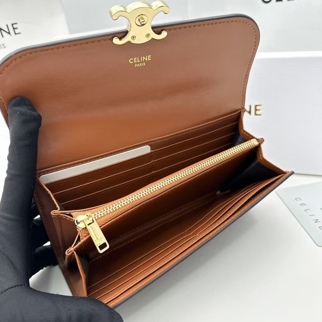 セリーヌスモールウォレット トリオンフ イエロー ゴールド金具 レディース カーフ 二つ折り財布 CELINE – 銀蔵オンライン