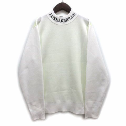 リュクスエイケイエムプラス LUXEAKMPLUS ゴルフ 軽量 モックネック ニット プルオーバー ホワイト イエロー L LAK-23022